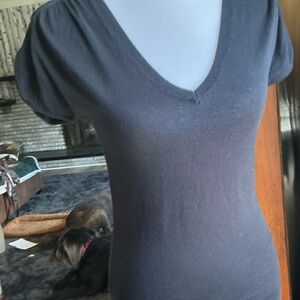 Express Charcoal V-Neck Short Sleeve Top